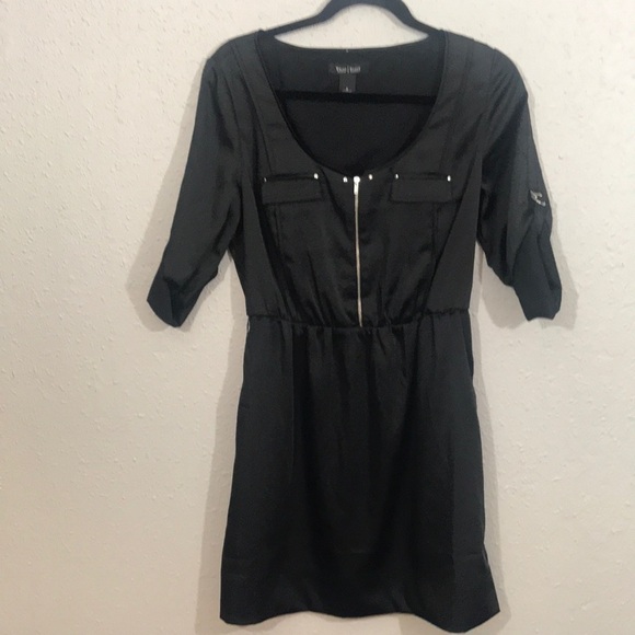 WHBM Black Zip Front Roll Sleeve Dress size 6 - Picture 1 of 10